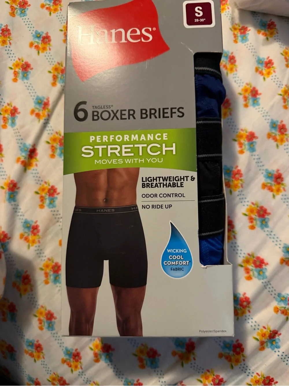 💜Hanes Men's Performance Boxer Brief Underwear Pack,Stretch,6Pack SizeSmall28-30